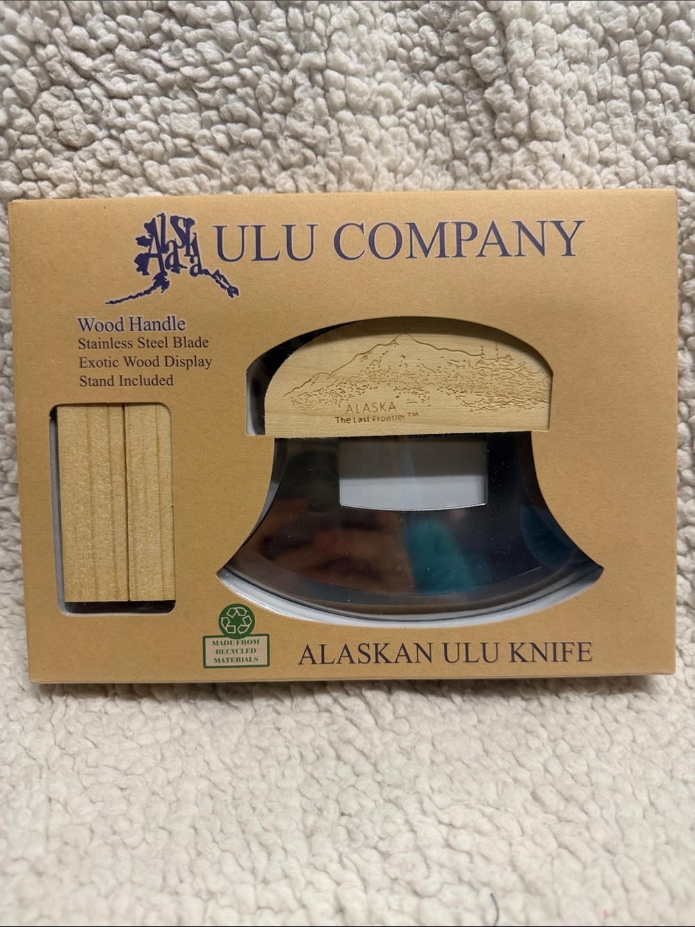 ULU Company Alaskan Ulu Knife with Wood Handle in Natural Wood